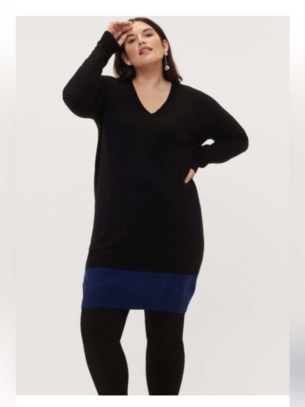 Universal Standard Black Blue Wool Cashmere Sweater Dress Plus Size M 18/20